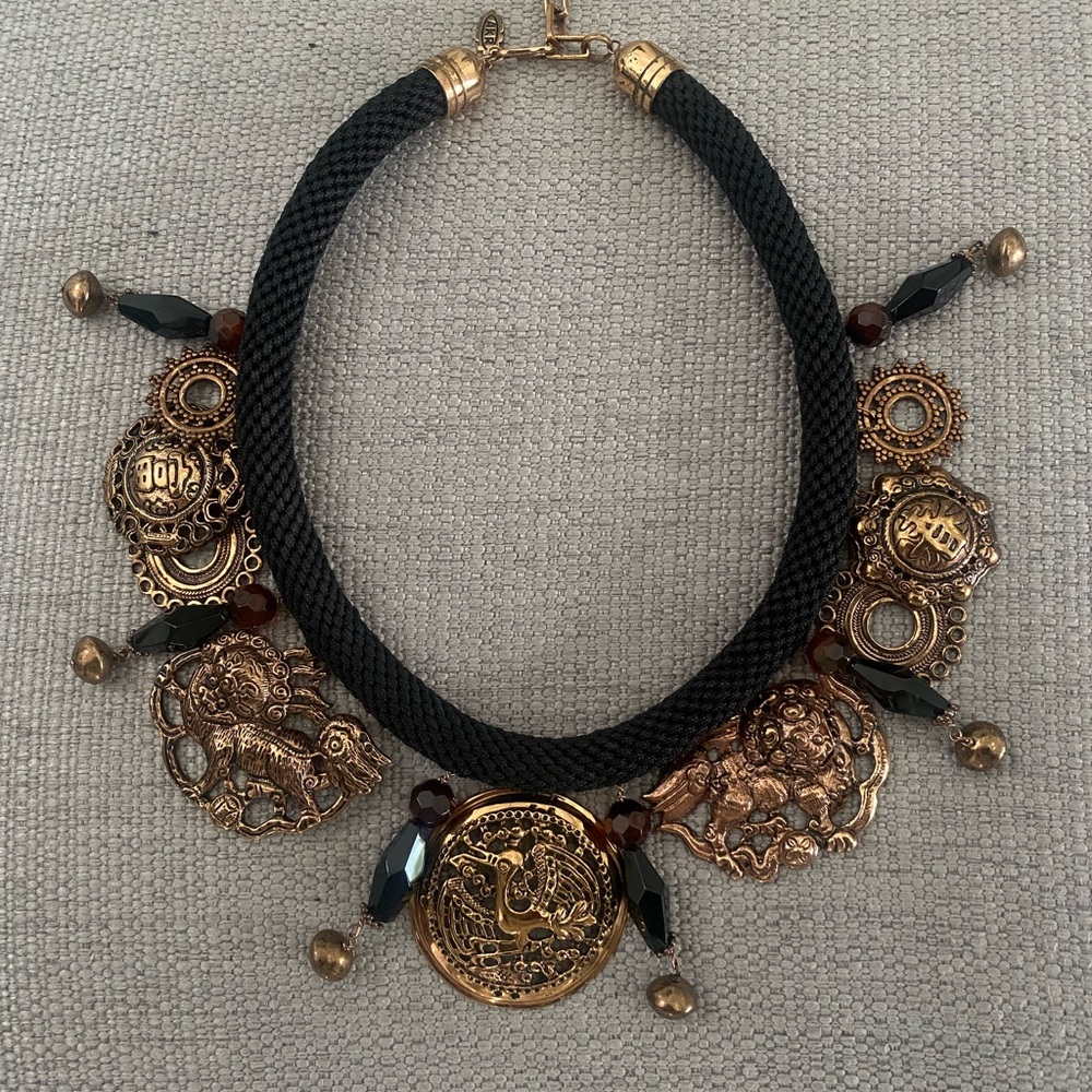 Amy Khan Russel Year of the Dragon Vintage Bronze Charm Necklace